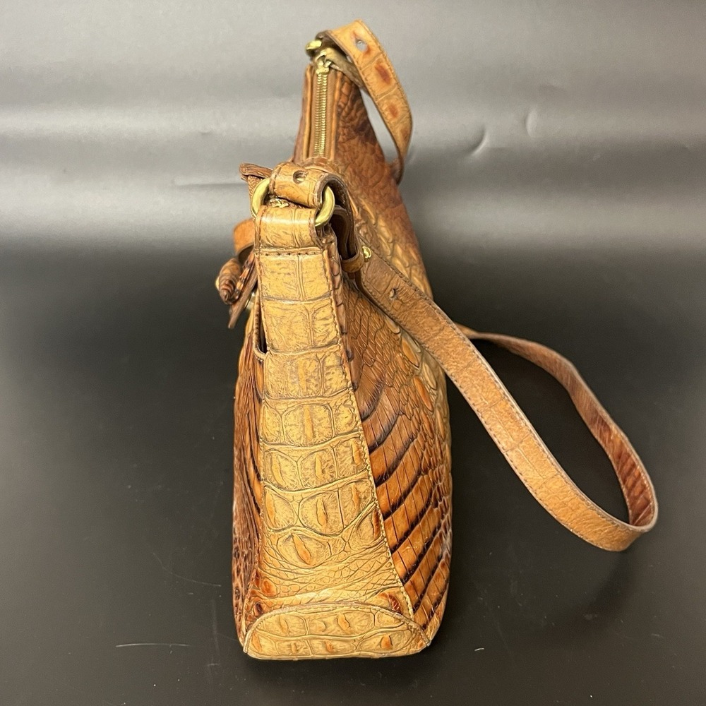 Brahmin Isabelle Metallic Toasted Almond Embossed Croc Leather Bag (B420) - Picture 2 of 16